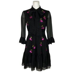 Kate Spade Sequins Cherries Shirtdress 4 Black